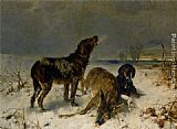 Friedrich Otto Gebler Two Hunting Dogs with Their Catch painting